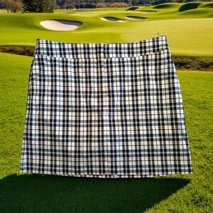 IZOD Golf Skort Shorts Mini Skirt Women’s 12 Multicolor Plaid Zipper Pockets